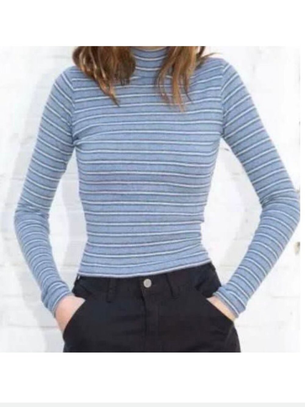 Brandy Melville Daniela Turtleneck Striped Longsleeve Top